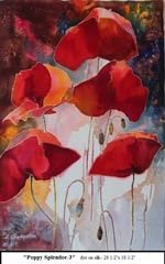 Poppy Splendor-3, Dye on Silk